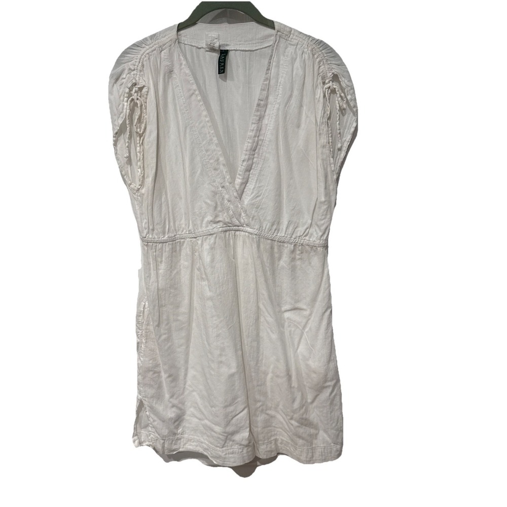 Ralph Lauren Medium White Sleeveless Drawstrings Cotton dress Cover-Up pockets